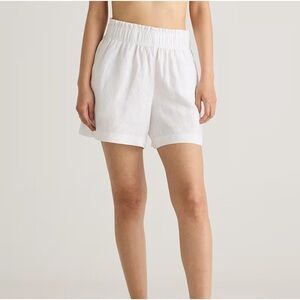 Quince Women's 100% Linen High Waist White Shorts